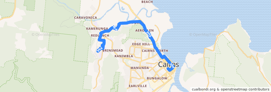 Mapa del recorrido Bus 121: Redlynch => City de la línea  en Cairns Regional.