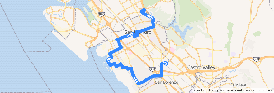 Mapa del recorrido AC Transit 35: Bay Fair BART => Foothill Square (weekdays) de la línea  en San Leandro.