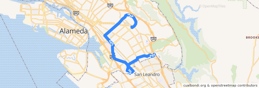 Mapa del recorrido AC Transit 45: Foothill Square => Eastmont Transit Center de la línea  en Oakland.