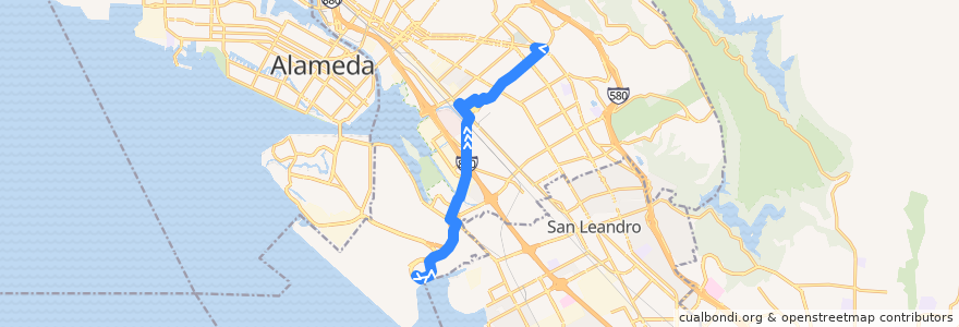 Mapa del recorrido AC Transit 73: Oakland International Airport => Eastmont Transit Center de la línea  en Oakland.