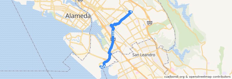 Mapa del recorrido AC Transit 73: Oakland International Airport => Eastmont Transit Center de la línea  en أوكلاند (كاليفورنيا).