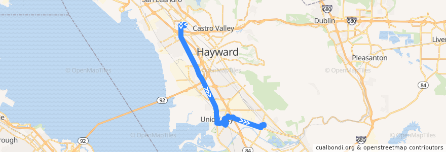 Mapa del recorrido AC Transit 97: Bay Fair BART => Union City BART de la línea  en Comté d'Alameda.