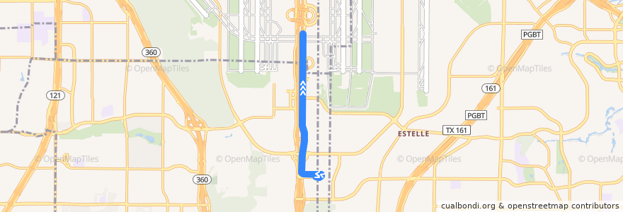 Mapa del recorrido Rental Car Center → Terminal E de la línea  en Tarrant County.