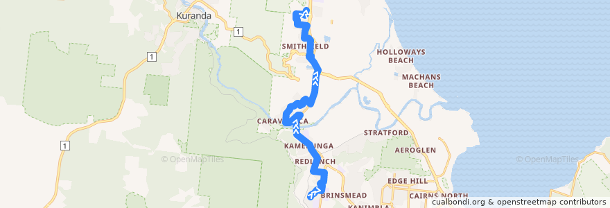 Mapa del recorrido Bus 122: Redlynch => James Cook University de la línea  en Cairns Regional.