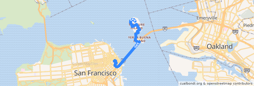 Mapa del recorrido Muni 25-Owl inbound: Treasure Island => Salesforce Transit Center (late nights) de la línea  en سان فرانسيسكو.