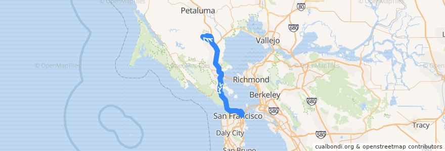 Mapa del recorrido Golden Gate Transit 56X: San Marin => San Francisco (mornings) de la línea  en カリフォルニア州.