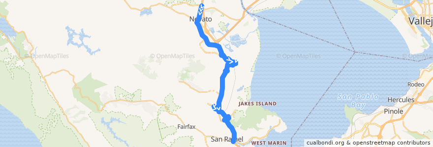 Mapa del recorrido Marin Transit 49: San Marin => San Rafael de la línea  en Marin County.