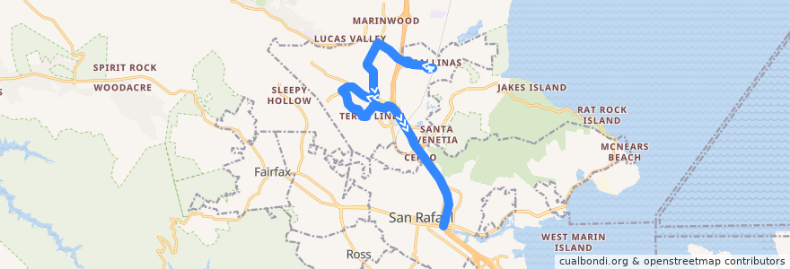 Mapa del recorrido Marin Transit 245: Smith Ranch Road => Health and Human Services => San Rafael (weekdays) de la línea  en San Rafael.