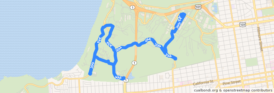 Mapa del recorrido PresidiGo Presidio Hills Shuttle de la línea  en 旧金山.