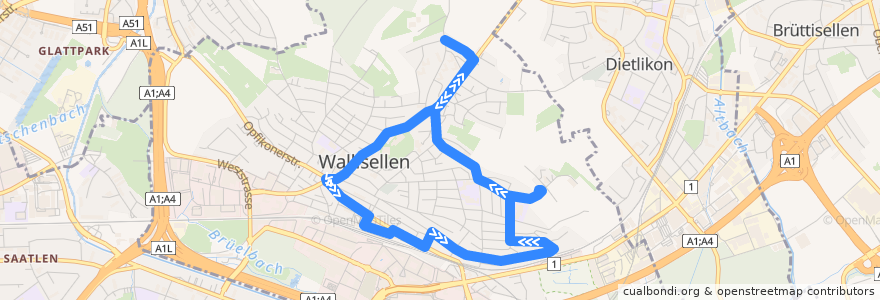 Mapa del recorrido Bus 771/772: Rundkurs Wallisellen de la línea  en Wallisellen.