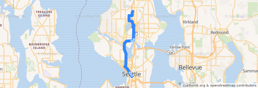 Mapa del recorrido Metro Route 26: Northgate Transit Center (via 92nd Street) de la línea  en Seattle.