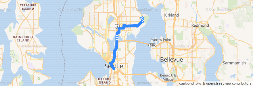 Mapa del recorrido Route 74: Downtown Seattle de la línea  en Seattle.