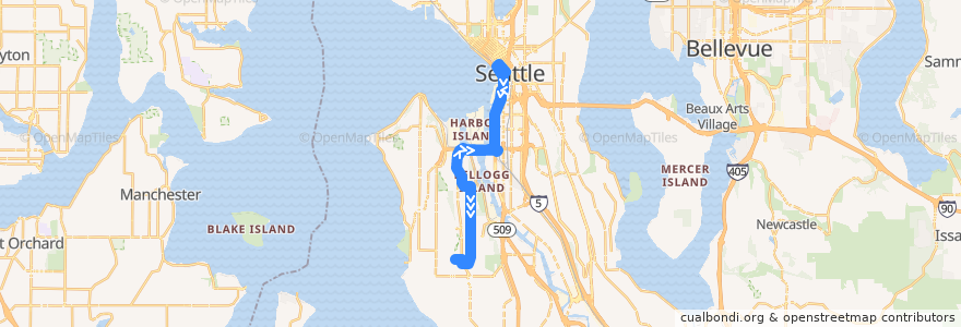 Mapa del recorrido Route 125: Westwood Village South Seattle College de la línea  en Seattle.