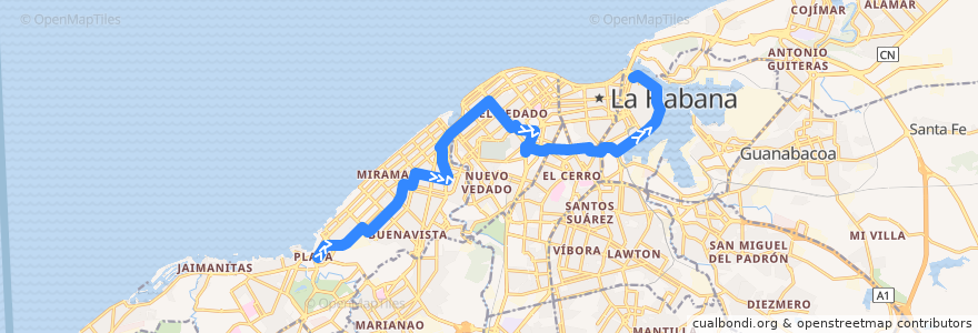 Mapa del recorrido Ruta 8 Playa => Ave Puerto de la línea  en La Habana.