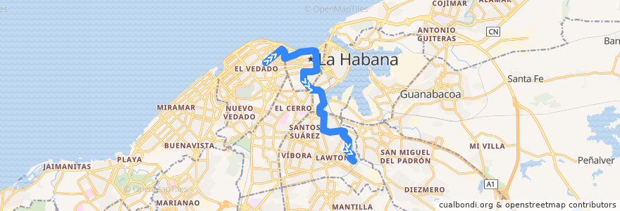 Mapa del recorrido Ruta 23 Vedado =>Lawton de la línea  en La Havane.