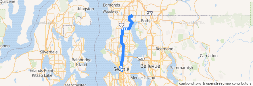 Mapa del recorrido Route 308: Horizon View de la línea  en King County.