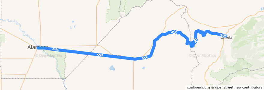 Mapa del recorrido Rio Grande Scenic Railroad de la línea  en Colorado.