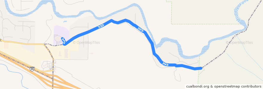 Mapa del recorrido Metro Route 637 Trailhead Direct Mailbox Peak de la línea  en King County.