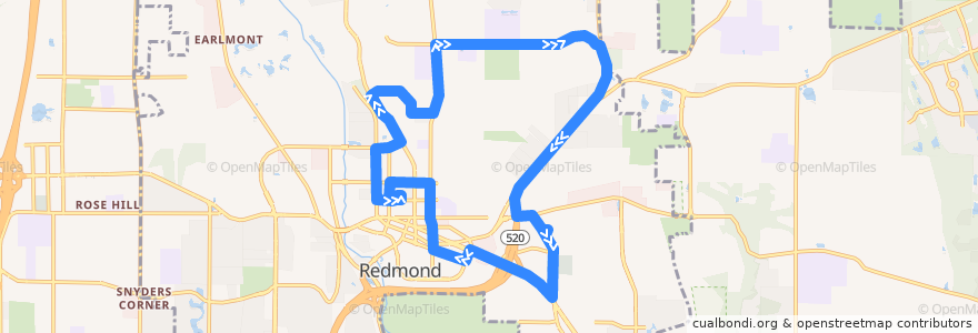 Mapa del recorrido Metro Route 632 Redmond Loop de la línea  en Redmond.