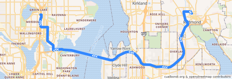 Mapa del recorrido Route 542: Green Lake P&R University District de la línea  en King County.