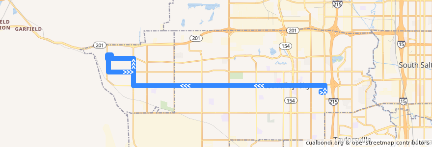 Mapa del recorrido UTA Route 35 3500 South (to Magna) de la línea  en Salt Lake County.