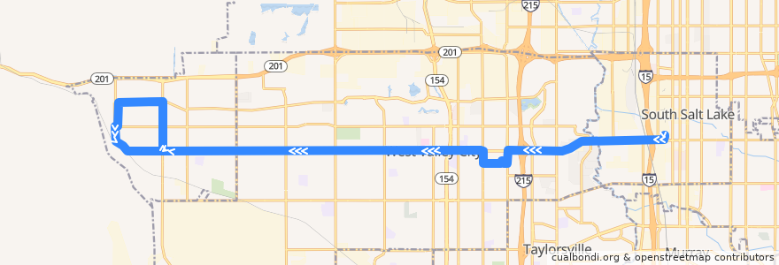 Mapa del recorrido UTA Route 35M MAX-Magna to Millcreek TRAX (to Magna) de la línea  en Salt Lake County.