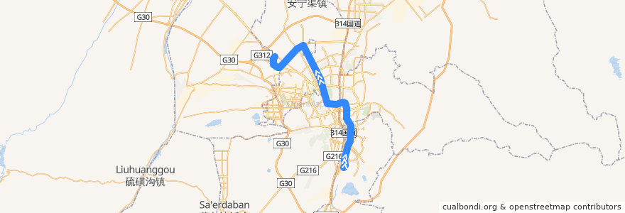 Mapa del recorrido Line 1 de la línea  en 乌鲁木齐市.