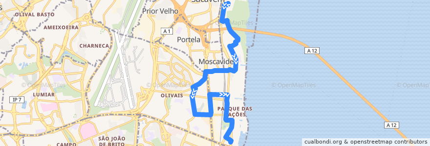 Mapa del recorrido Bus 26B: Parque das Nações Norte → Parque das Nações Sul de la línea  en لیسبون.