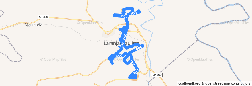 Mapa del recorrido São Roque ⇒ Centro ⇒ Pedro Zanella de la línea  en Laranjal Paulista.