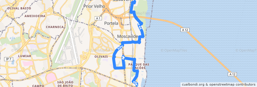 Mapa del recorrido Bus 26B: Parque das Nações Sul → Parque das Nações Norte de la línea  en Lisbonne.