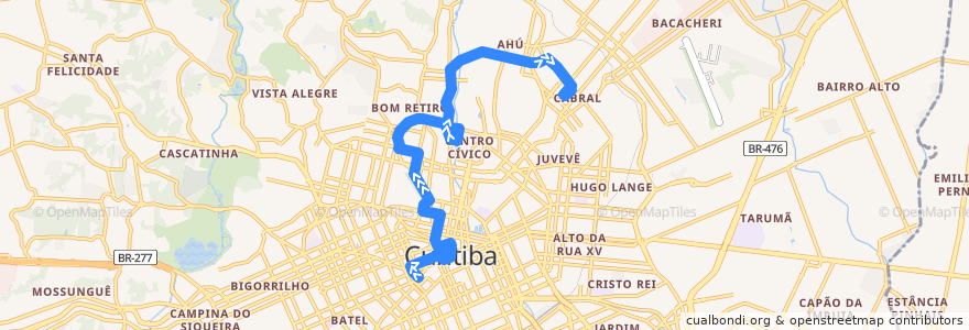 Mapa del recorrido Cabral/Osório de la línea  en 쿠리치바.