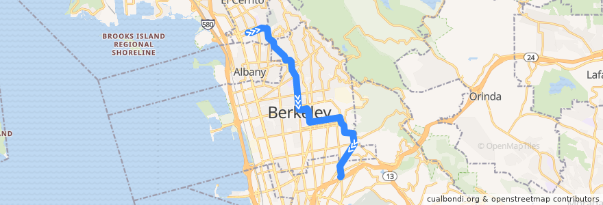 Mapa del recorrido AC Transit 79: El Cerrito Plaza BART => Rockridge BART de la línea  en مقاطعة ألاميدا (كاليفورنيا).