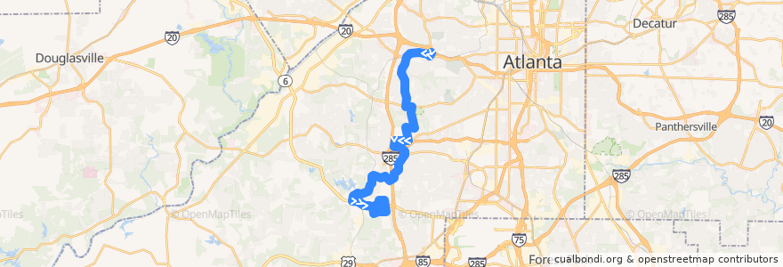 Mapa del recorrido MARTA 66 Lynhurst Drive/Princeton Lakes de la línea  en Atlanta.