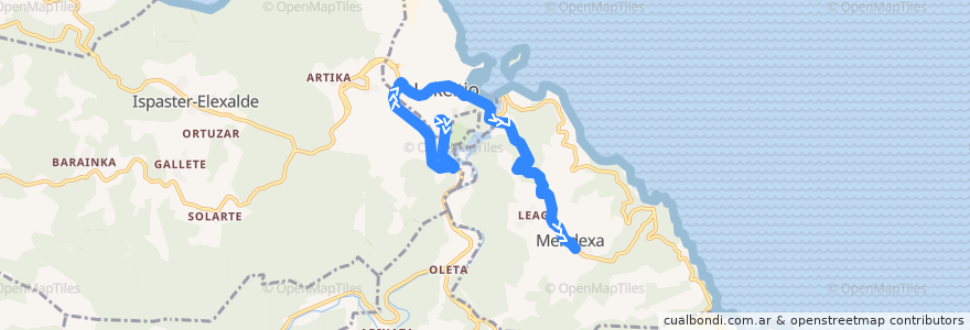 Mapa del recorrido A3536 Lekeitio → Mendexa de la línea  en Bizkaia.