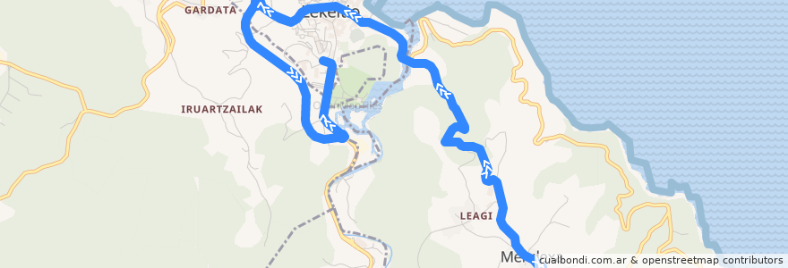 Mapa del recorrido A3536 Mendexa → Lekeitio de la línea  en Biscaye.