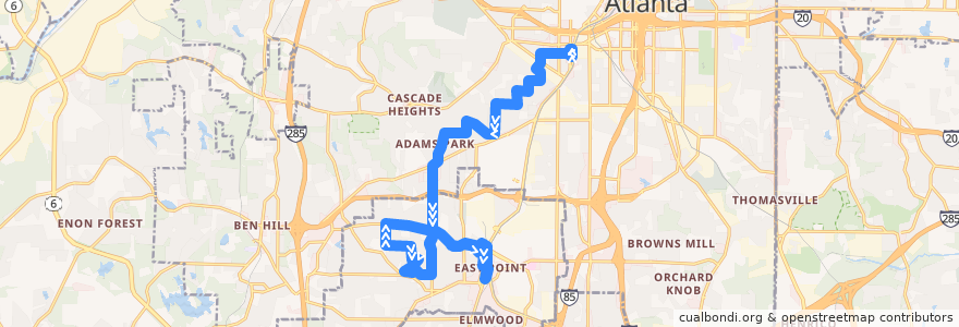Mapa del recorrido MARTA 81 Venetian Hills/Delowe Drive de la línea  en Fulton County.