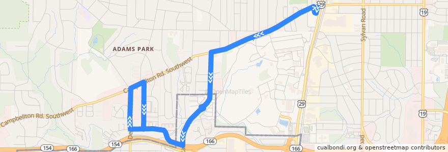Mapa del recorrido MARTA 162 Myrtle Drive/Alison Court de la línea  en Fulton County.