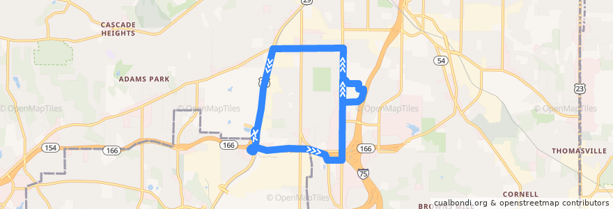 Mapa del recorrido MARTA 295 Metropolitan Campus Express de la línea  en Fulton County.