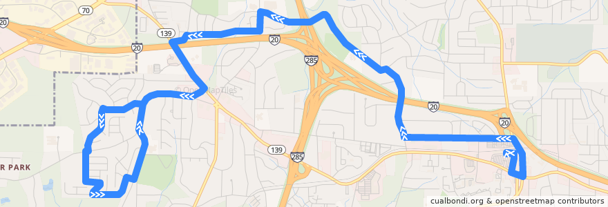 Mapa del recorrido MARTA 856 Baker Hills/Wilson Mill Meadows de la línea  en Atlanta.
