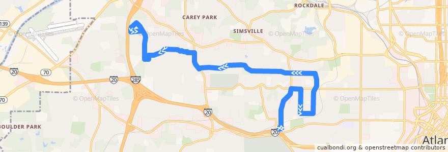 Mapa del recorrido MARTA 853 Skipper Drive/West Lake Avenue de la línea  en Atlanta.