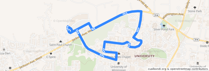 Mapa del recorrido Bronze Line de la línea  en Oxford.