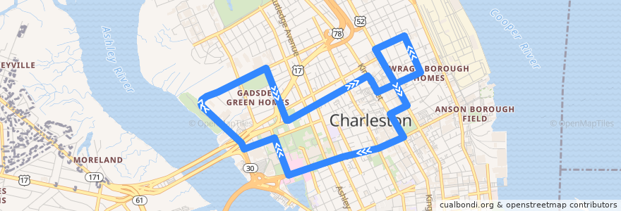 Mapa del recorrido CARTA 213 DASH Purple Line de la línea  en Charleston.