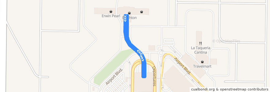 Mapa del recorrido SMF Automated People Mover de la línea  en مقاطعة ساكرامنتو.