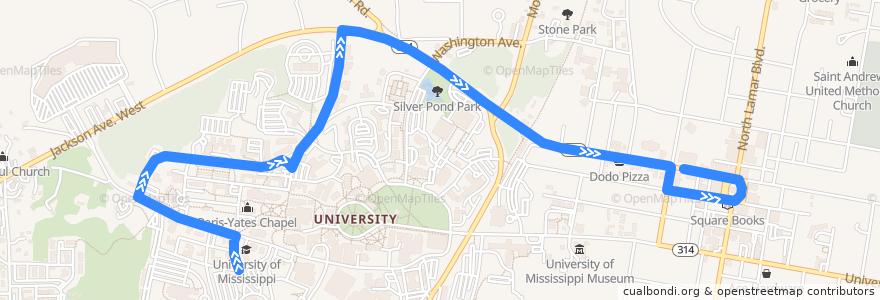Mapa del recorrido Safe Ride to Federal Building de la línea  en Oxford.