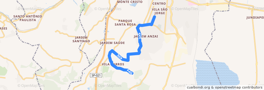 Mapa del recorrido Jd.Campestre -Terminal via Jd. Vitória de la línea  en Suzano.