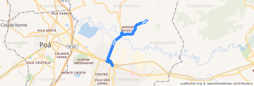 Mapa del recorrido Terminal - Jd. Varan de la línea  en Suzano.