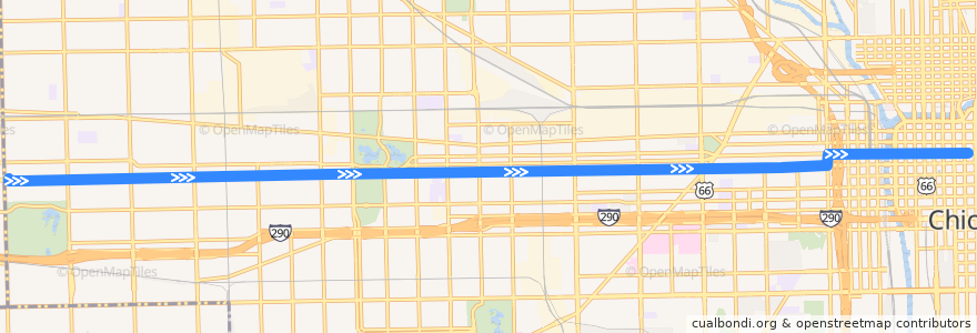 Mapa del recorrido Madison de la línea  en Chicago.