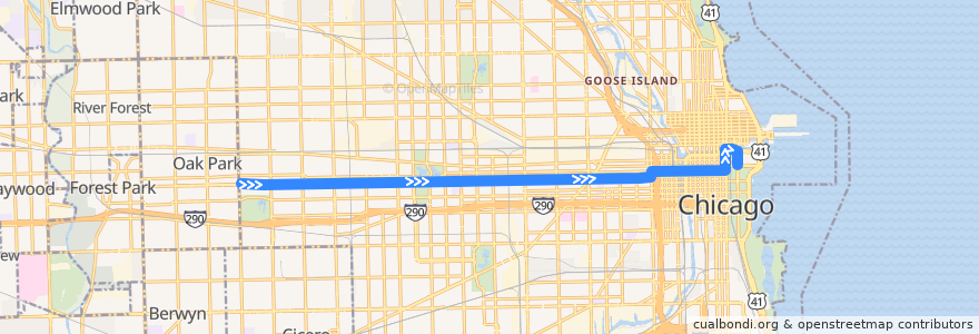 Mapa del recorrido Madison de la línea  en شیکاگو.