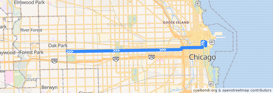Mapa del recorrido Madison de la línea  en Chicago.