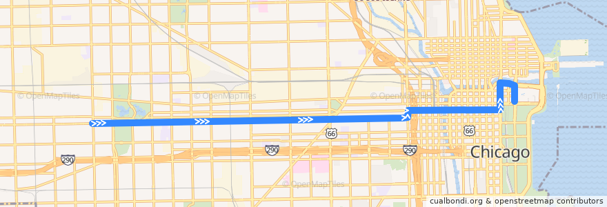 Mapa del recorrido Madison de la línea  en 시카고.